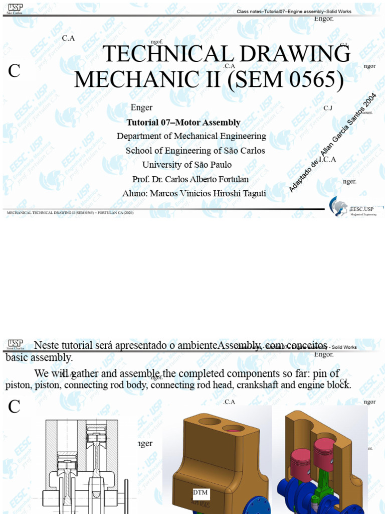 Engine Assembly Tutorial in SolidWorks | PDF | Technical Drawing | Piston