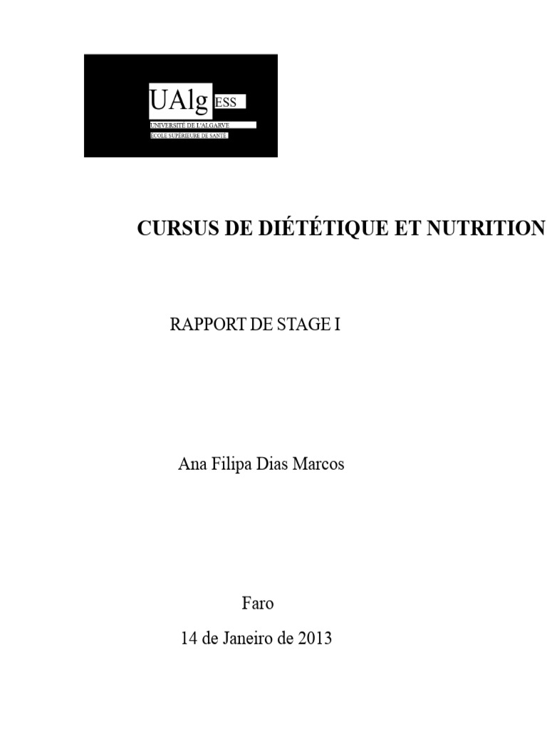Rapport de stage en diététique 2013 | PDF | Diététicien | Nutrition