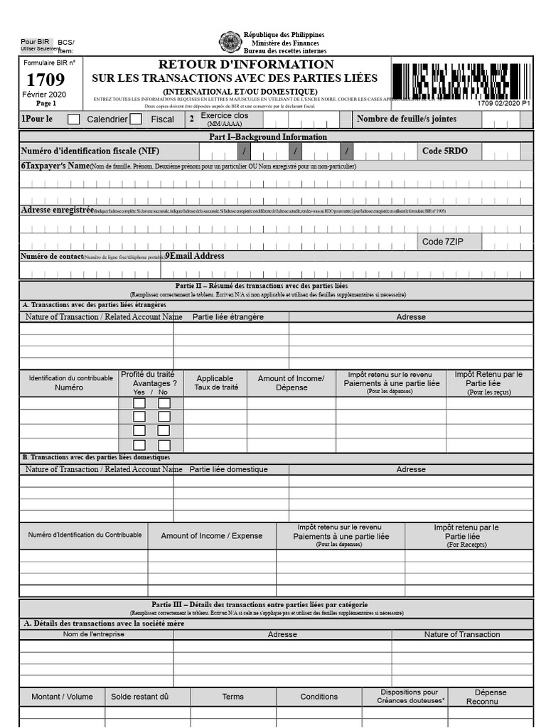 BIR Form No. 1709 Final PDF | PDF | Impôts | Impôt sur le revenu