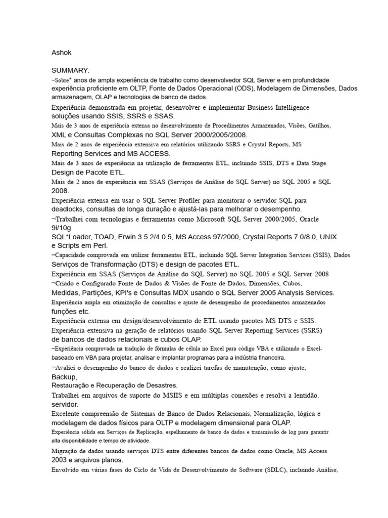 Desenvolvedor SQL Server e BI Expert | PDF | Microsoft SQL Server ...