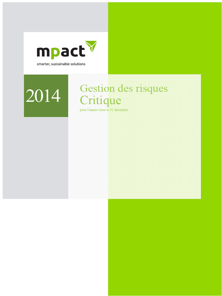Évaluation de la gestion des risques 2014 | PDF | Gestion des risques ...