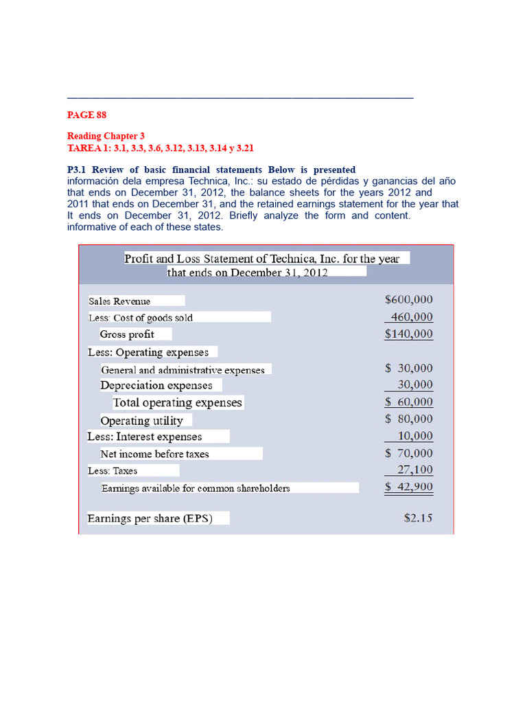 Financial Analysis of Technica, Inc. | PDF | Retained Earnings | Expense