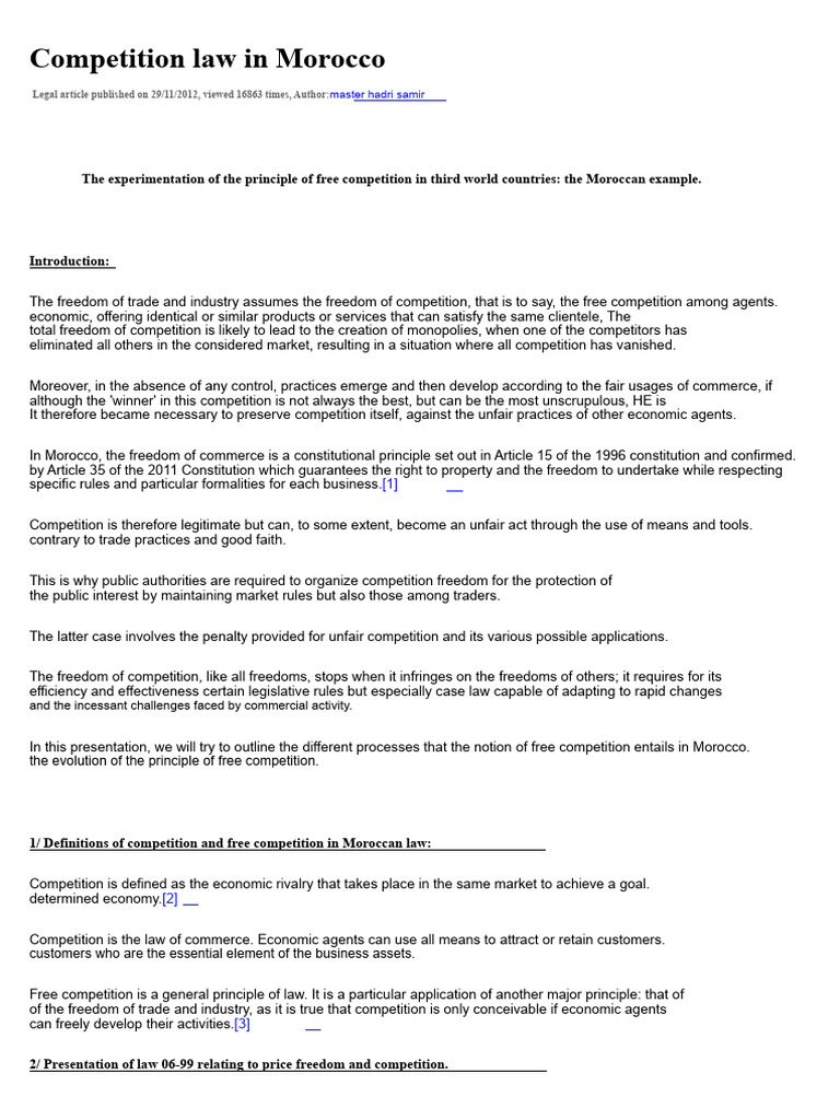 Competition Law Morocco 10144 | PDF | Competition | Market (Economics)