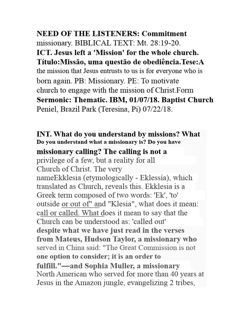 The Church's Mission: A Call to Action | PDF | Jesus | Acts Of The Apostles
