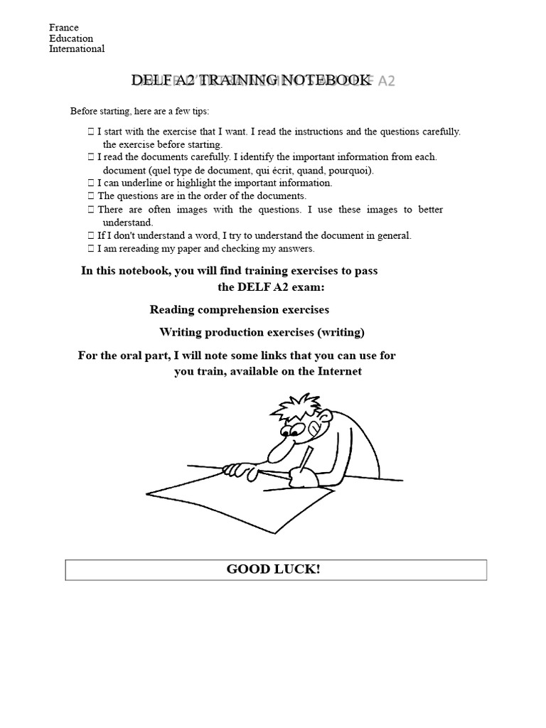 DELF A2 Exam Training Notebook | PDF