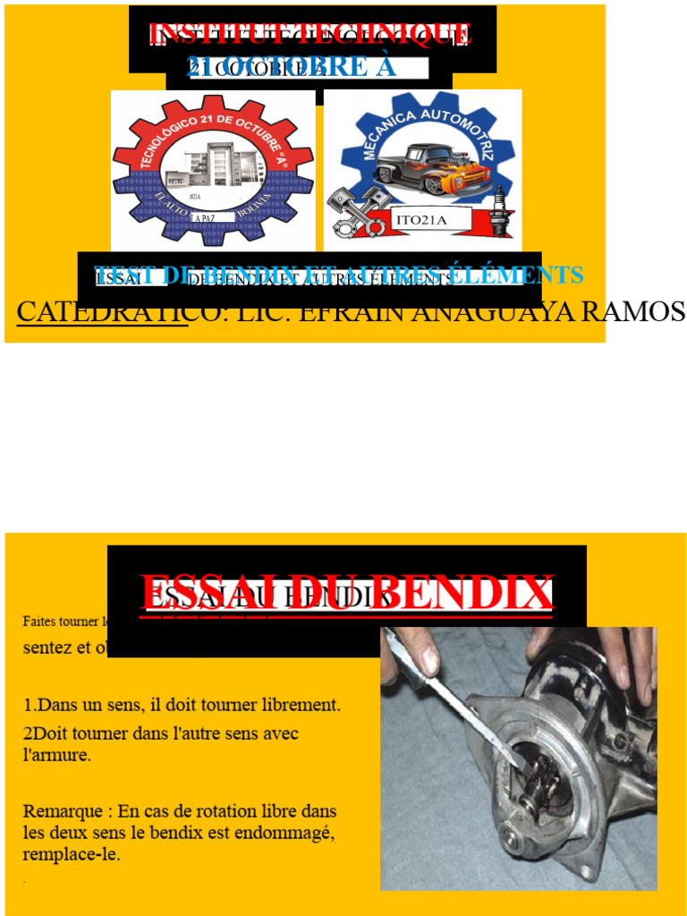 Guide de Test et Démontage du Bendix | PDF | Biens manufacturés