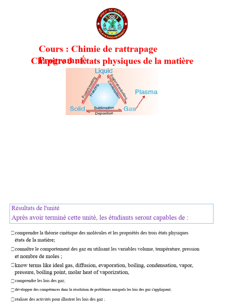 États physiques de la matière en chimie | PDF | Tension superficielle ...