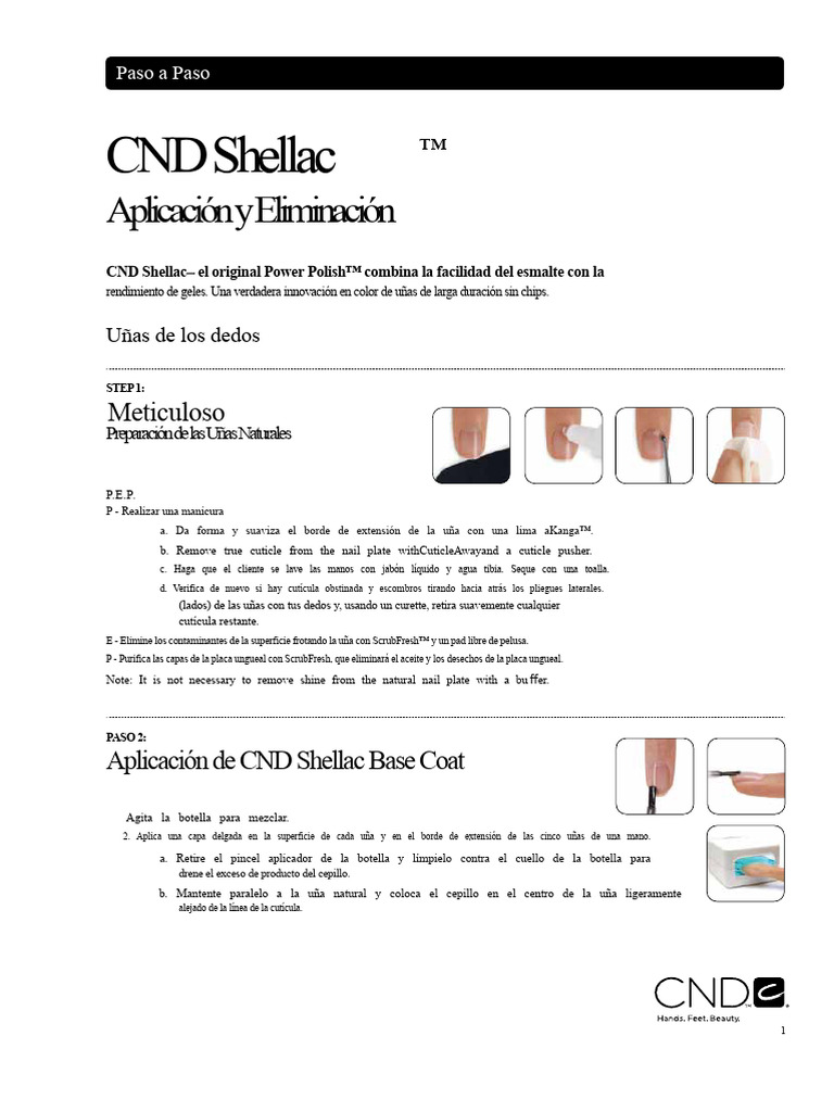 Guía de Aplicación y Remoción de CND Shellac | PDF | Clavo (anatomía ...