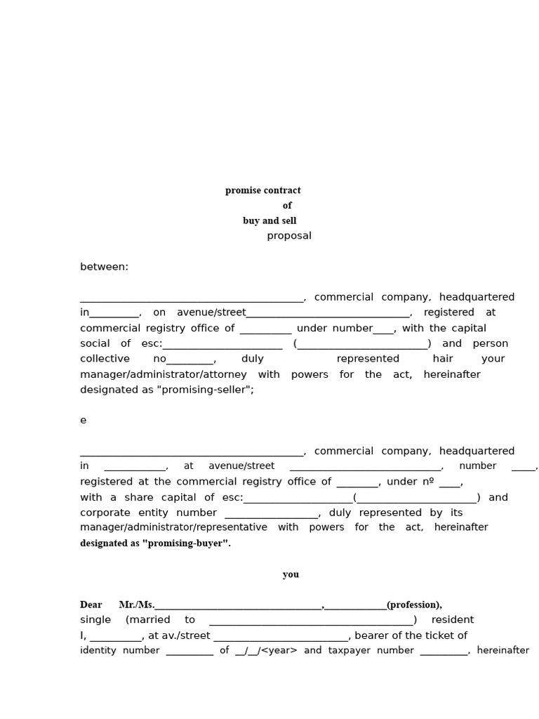 Promise and Sale Agreement | PDF | Interest | Prices
