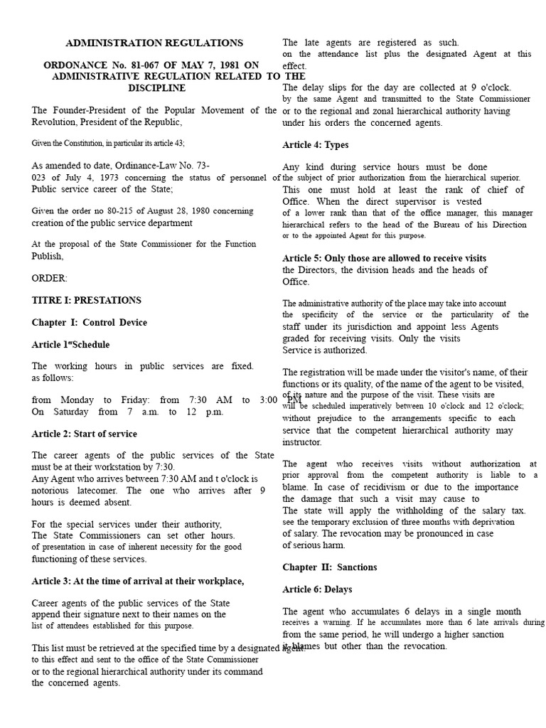 Public Service Attendance Regulations | PDF | Statute Of Limitations ...