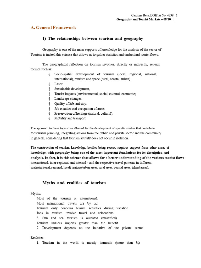 Geography's Role in Tourism Analysis | PDF | Tourism | Transport