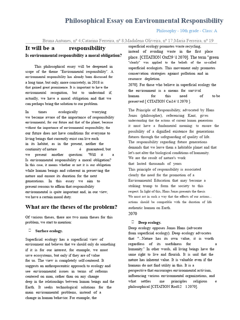 Environmental Responsibility Debate | PDF | Argument | Natural Environment