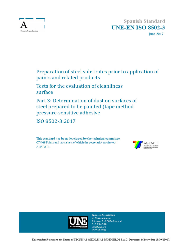 ISO 8502-3:2017 Steel Surface Cleanliness | PDF | International ...