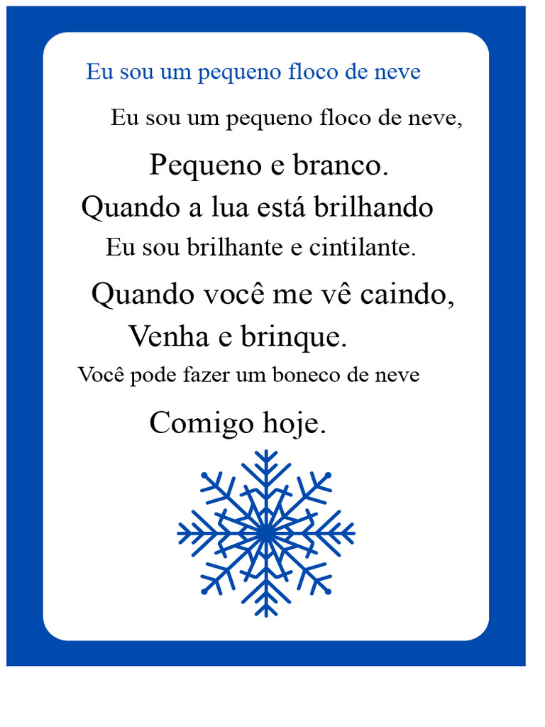 Poema Infantil sobre o Inverno e Neve | PDF | Neve