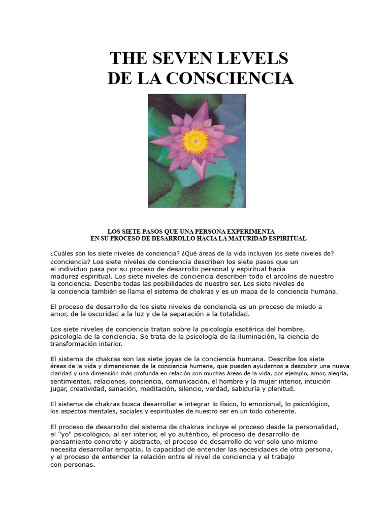 Siete Niveles de Conciencia y Chakras | PDF | Amor | Sicología