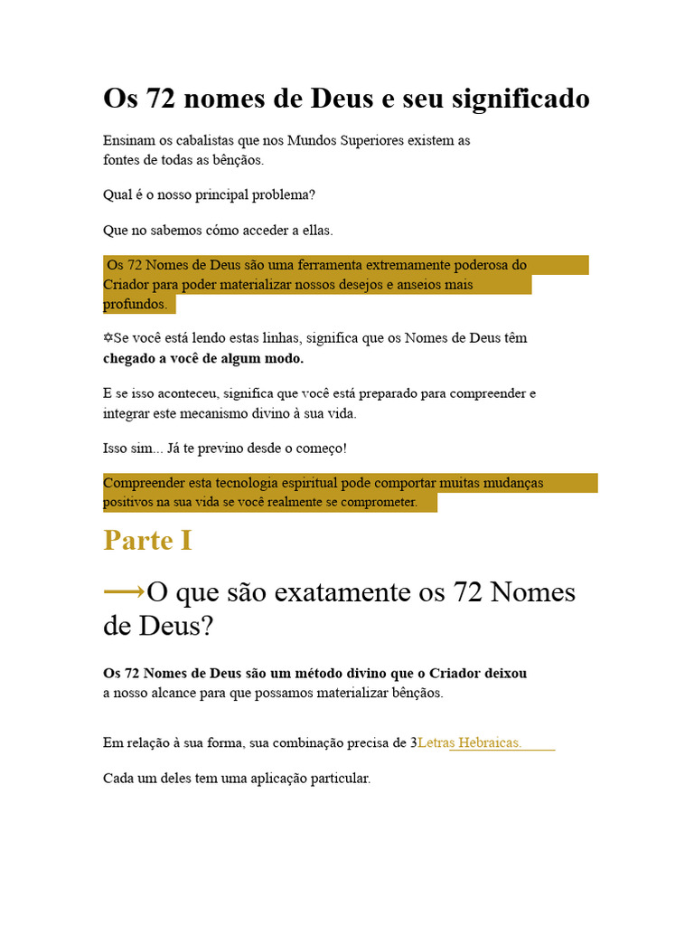 Significado dos 72 Nomes de Deus | PDF | Deus | Cabala