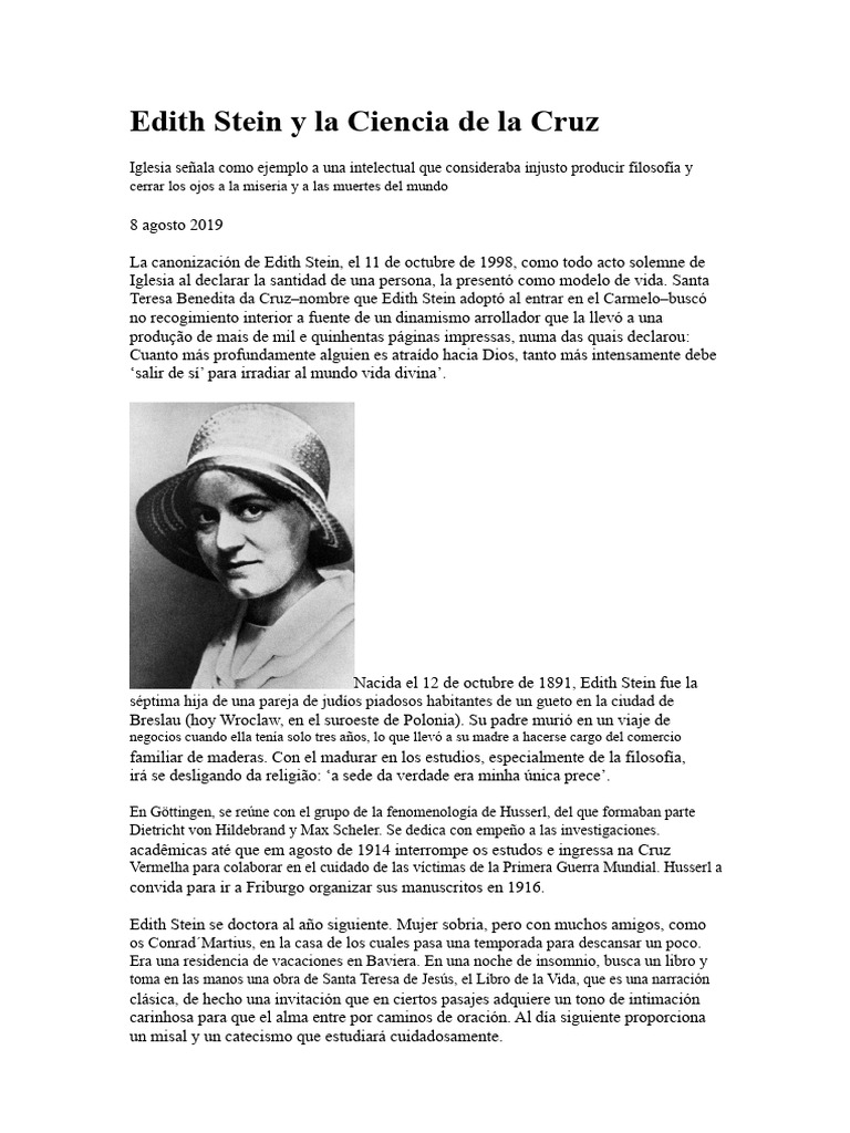 Edith Stein y La Ciencia de La Cruz | PDF