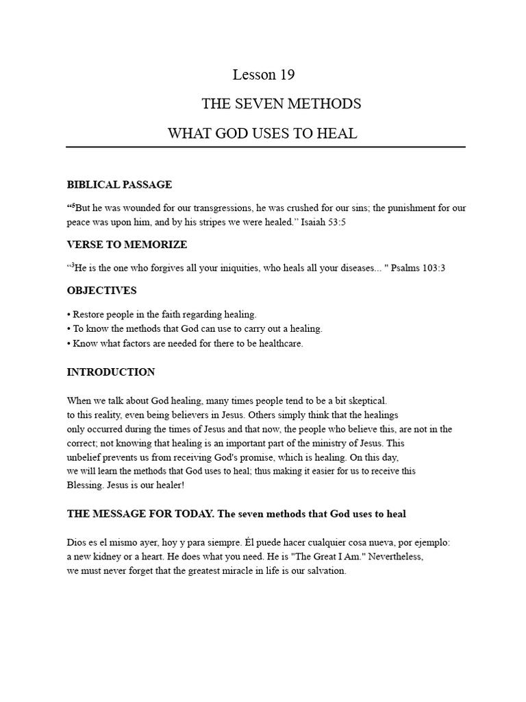 Seven Biblical Healing Methods | PDF | Jesus | Miracle