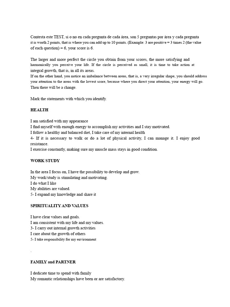 Life Satisfaction Assessment Test | PDF | Behavioural Sciences | Social ...