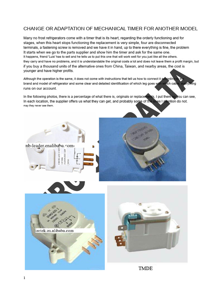 Mechanical Timer Adaptation Guide | PDF | Switch | Refrigerator