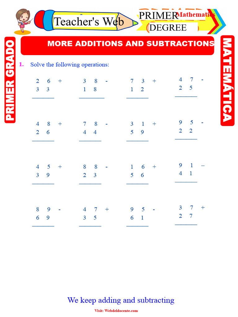 Exercises On Addition and Subtraction For First Grade | PDF | Discrete ...
