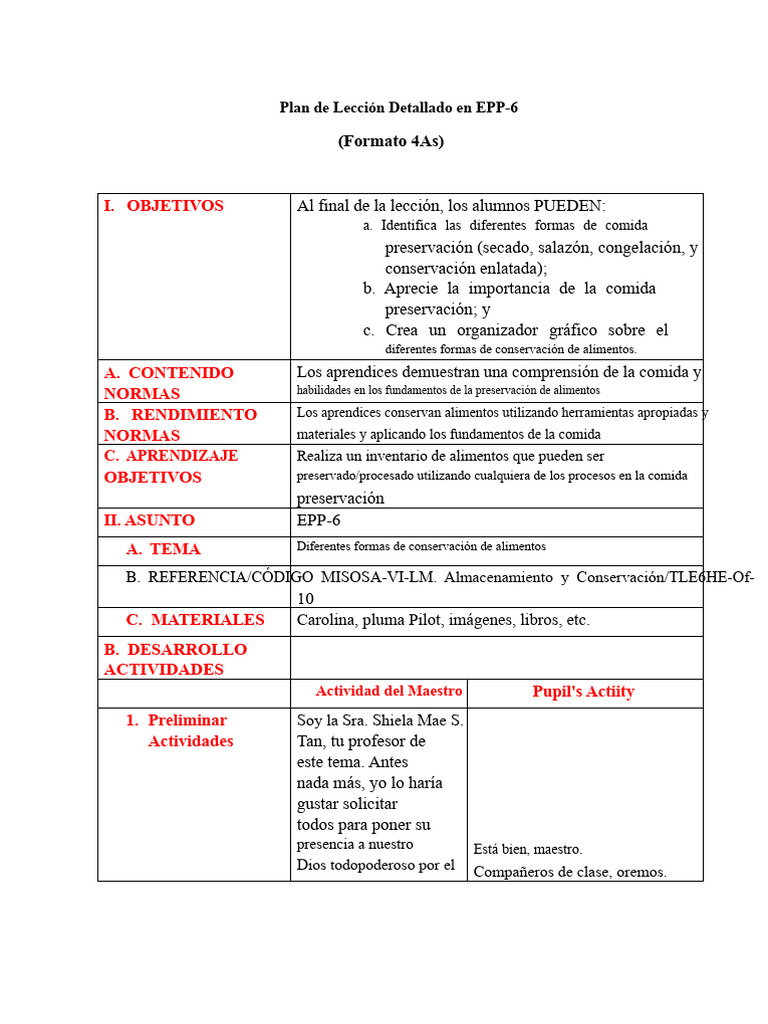 Tan Detallado LP en EPP 6 4as | PDF | Alimentos | Conservación de los ...