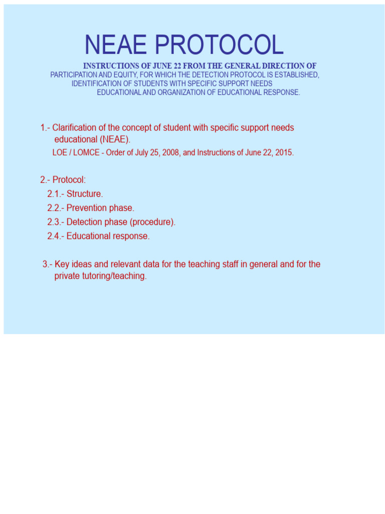 NEAE PROTOCOL | PDF | Curriculum | Attention Deficit Hyperactivity Disorder