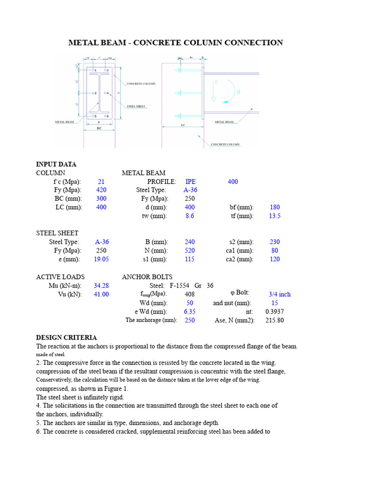 Metallic VG Connection To Concrete Column | PDF | Beam (Structure ...
