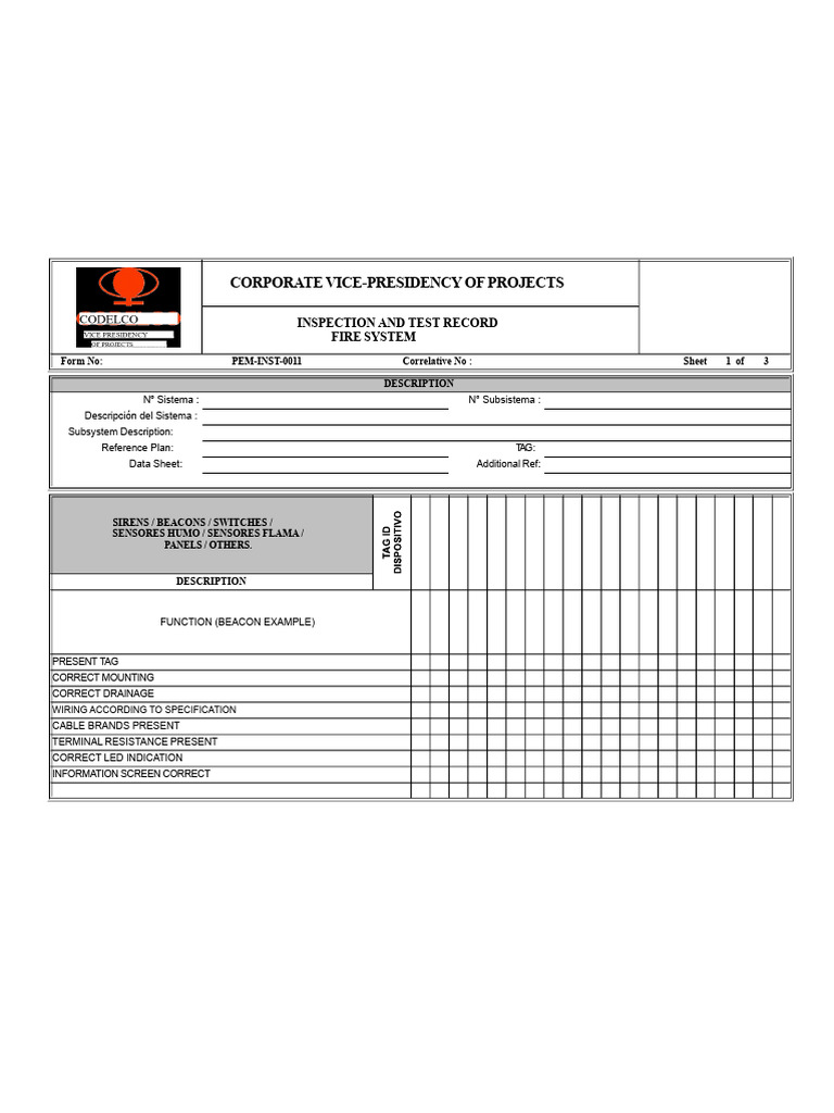 Fire System Inspection and Testing Record | PDF | Equipment