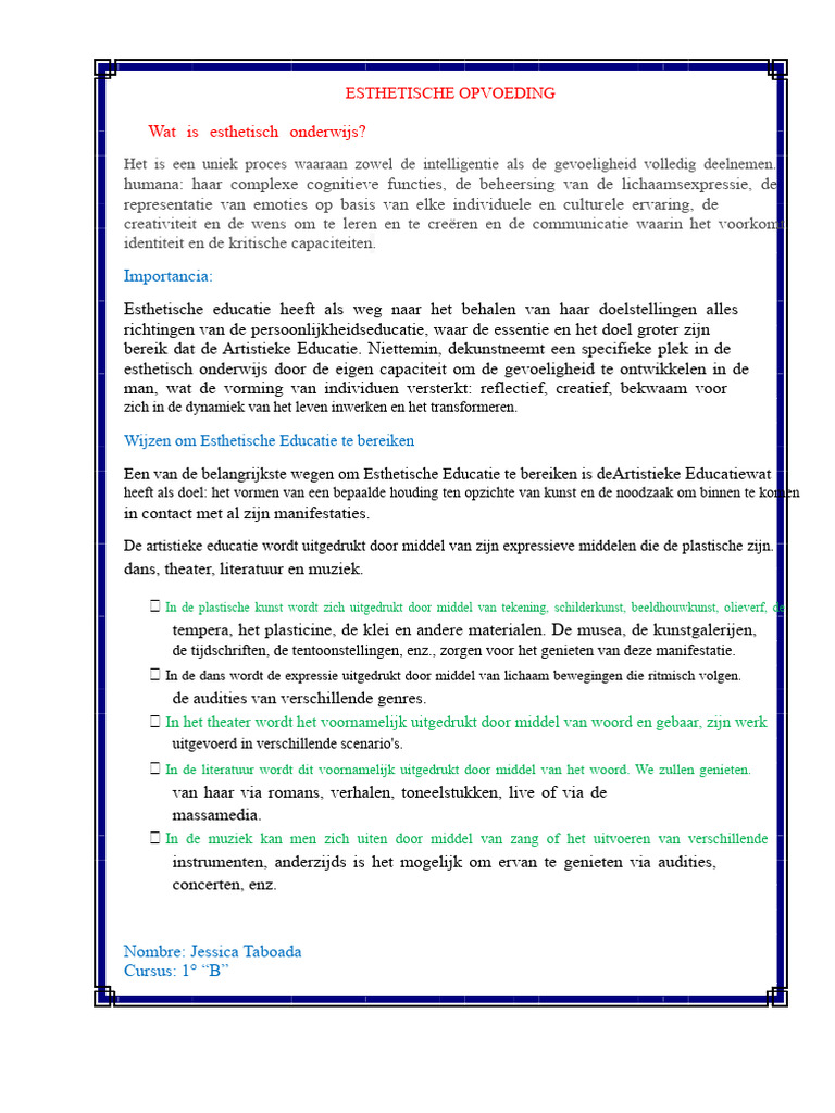 Wat Is Esthetisch Onderwijs? | PDF