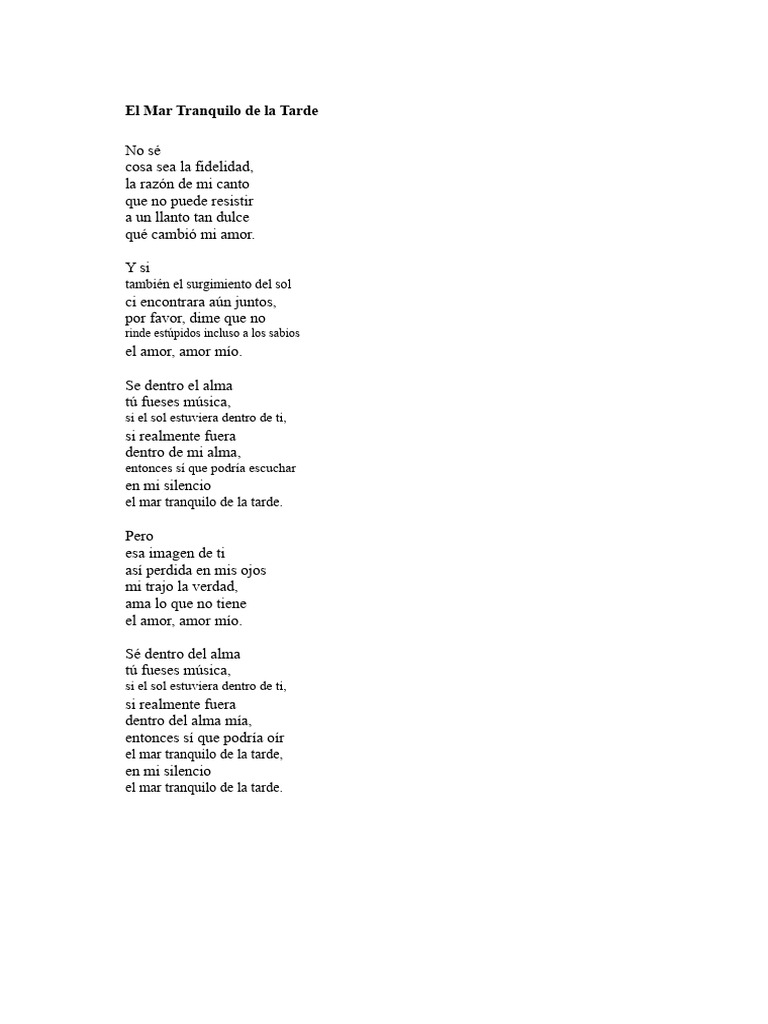 Andrea Bocelli - El Mar Tranquilo de La Tarde | PDF