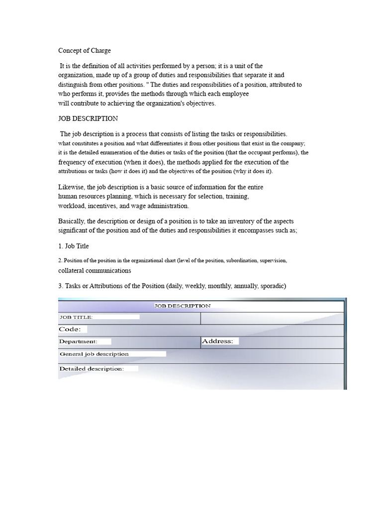 Understanding Job Descriptions and Charge | PDF