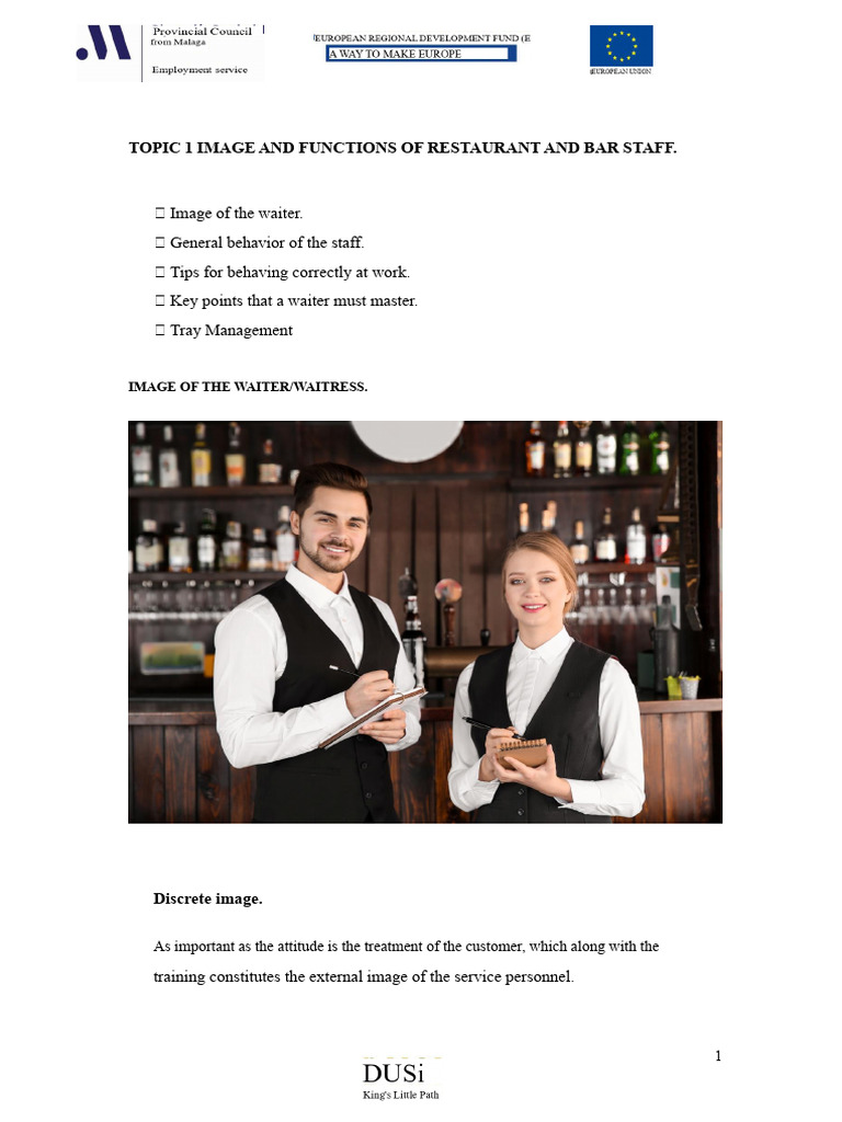 Restaurant Staff Image and Behavior Guide | PDF | Restaurants | Waiting ...