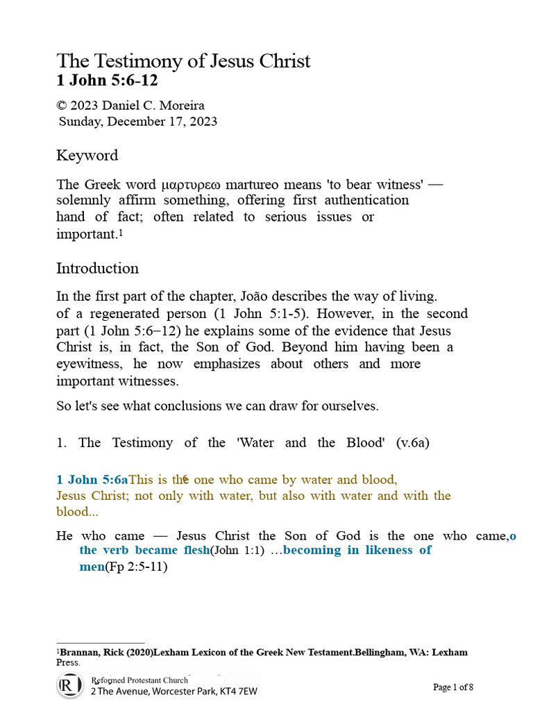 Testimony of Jesus Christ Explained | PDF | Gospel Of John | Jesus