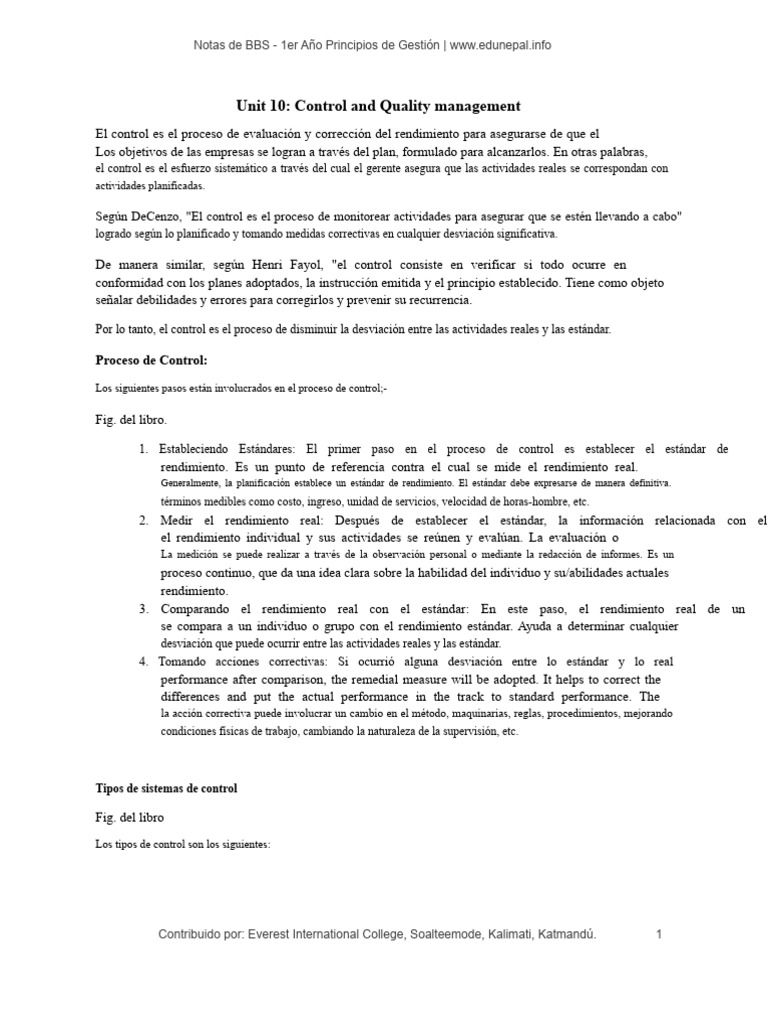 Control y Gestión de Calidad en Empresas | PDF | Calidad (comercial ...