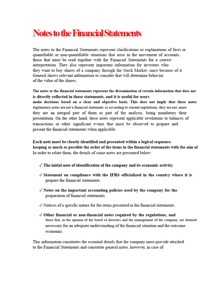 Essential Notes for Financial Statements | PDF | International ...