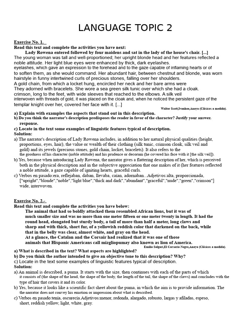Descriptive Analysis of Literary Texts | PDF