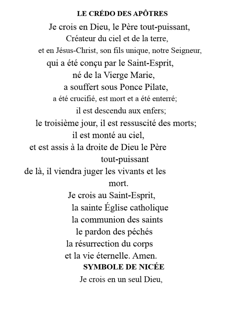 Credo des Apôtres et Symbole de Nicée | PDF