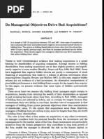 Morck Randall Shleifer Vishny Do Managerial Objectives Drive Bad Acquisitions Journal of Finance 1990