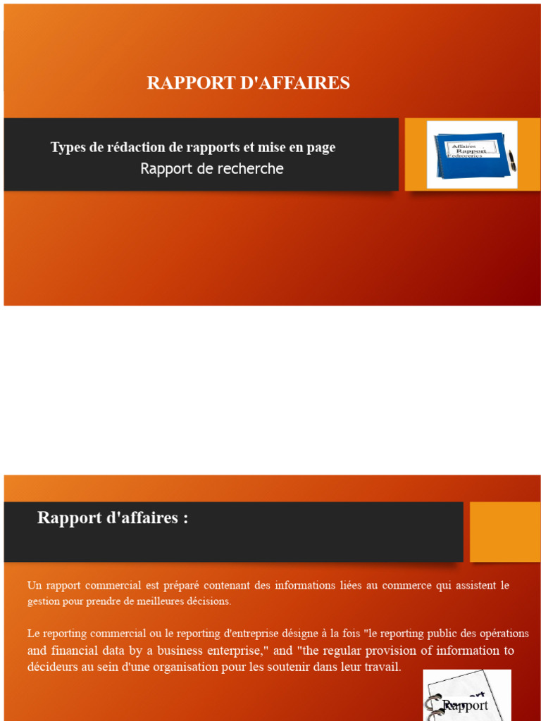 Types et Structure des Rapports d'Affaires | PDF | Mise en page ...