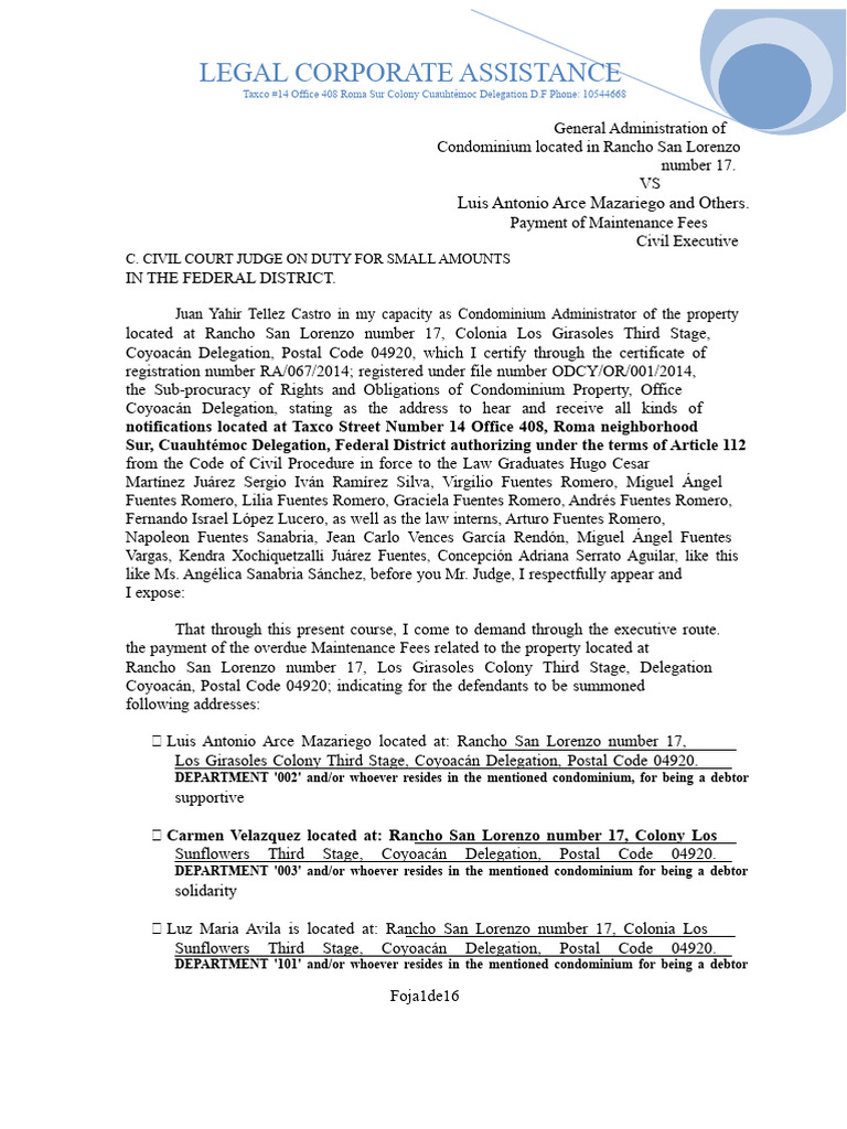 Demand For Condominium Fees | PDF | Condominium | Common Law