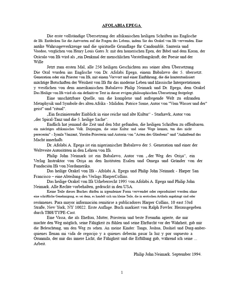 Die 256 Odu Von Ifá (Afolabi Epega) | PDF