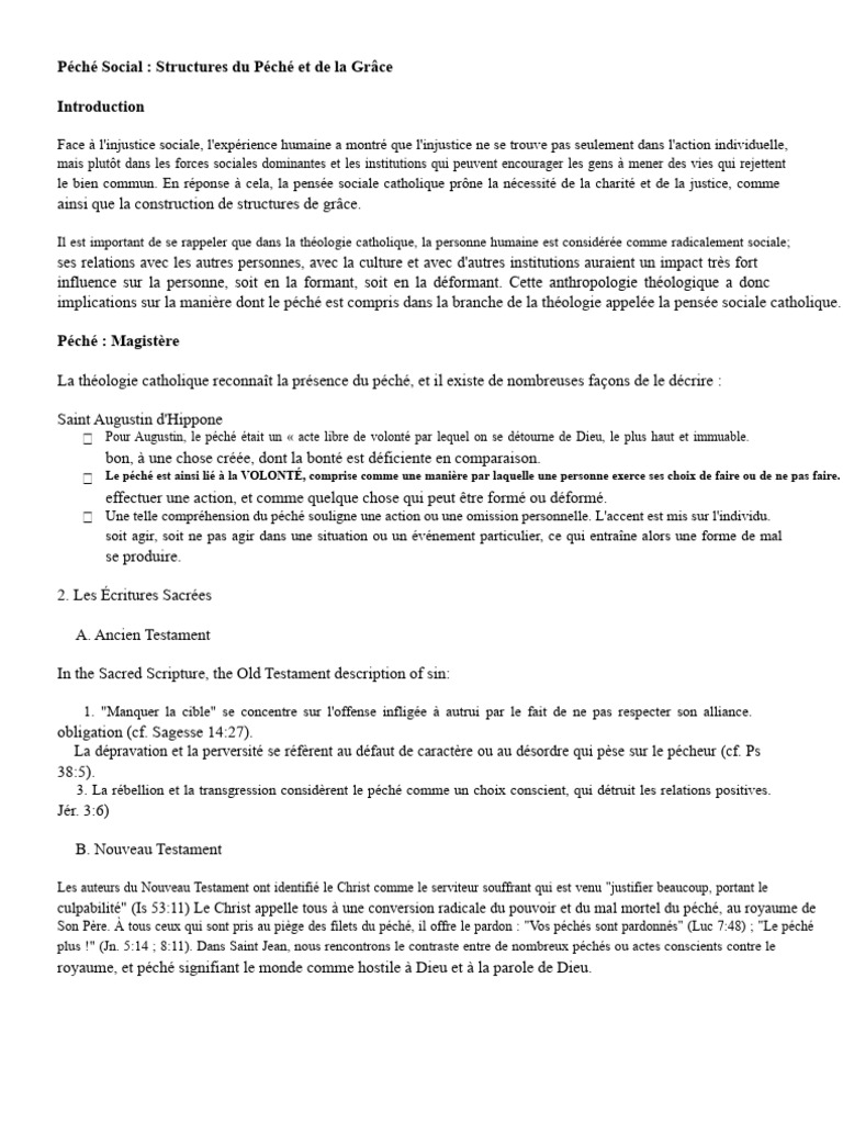 Péché Social : Comprendre ses Structures | PDF | Justice | Crime et ...