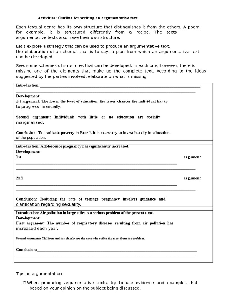 Argumentative Text Structure Guide | PDF