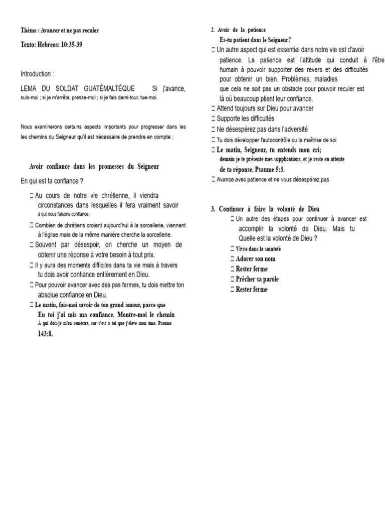 Avancer avec foi et patience en Dieu | PDF | Dieu | La patience