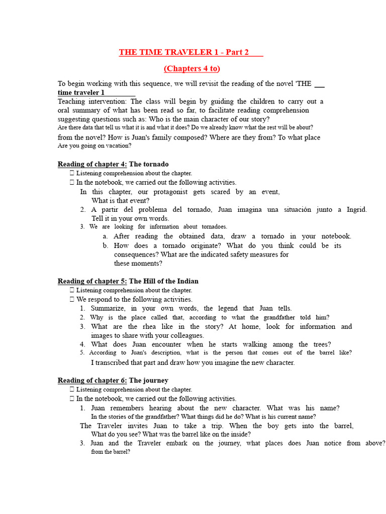 Time Traveler 1: Chapters 4-8 Activities | PDF