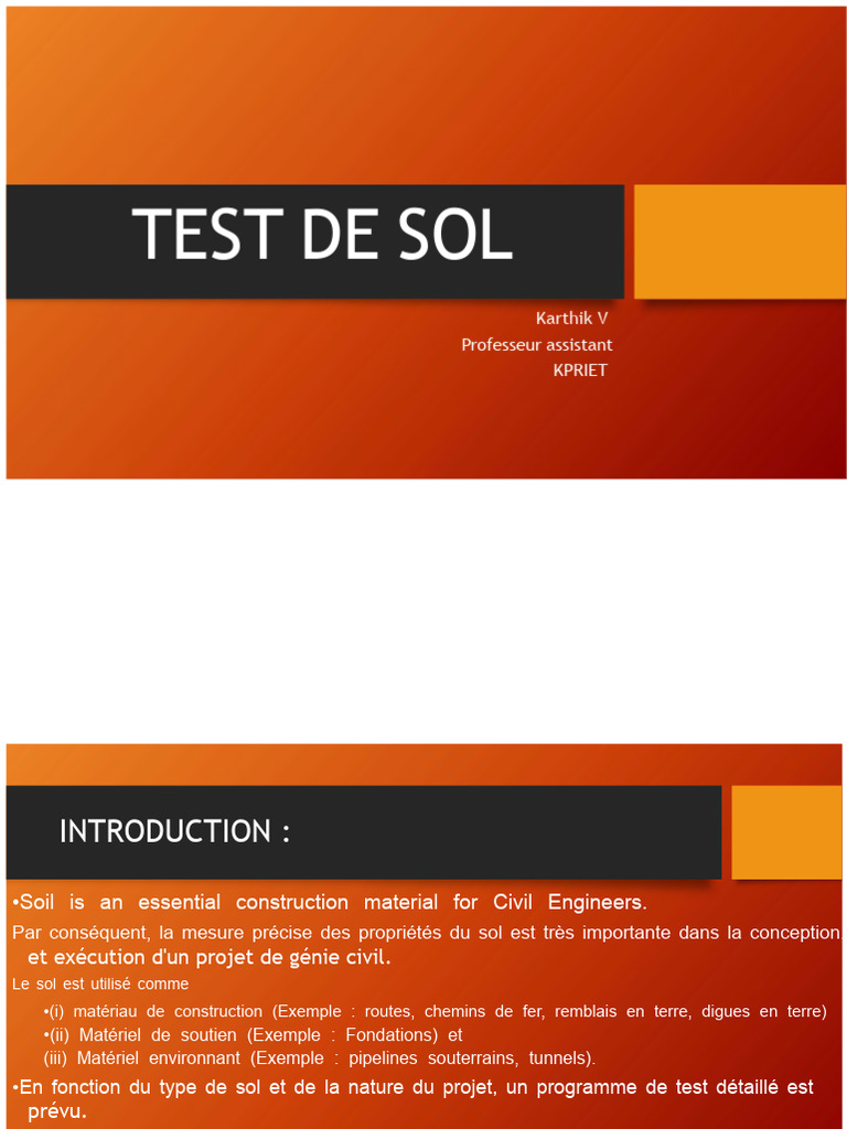 Analyse et Tests de Sol en Génie Civil | PDF