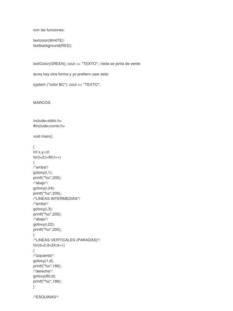 Colores en C++: Texto y Fondo | PDF | Ciencias de la Computación ...