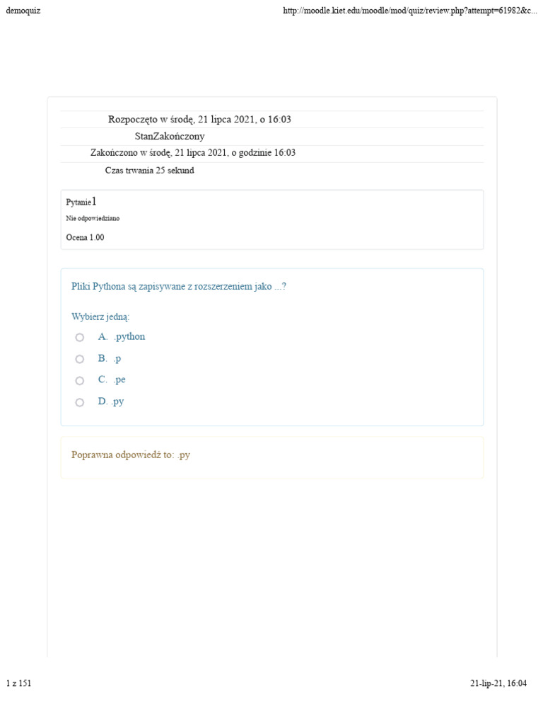 Wszystkie Pytania Quizowe Z Odpowiedziami (Programowanie W Pythonie) | PDF
