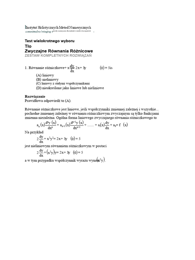 170605 Test wielokrotnego wyboru z ODE | PDF